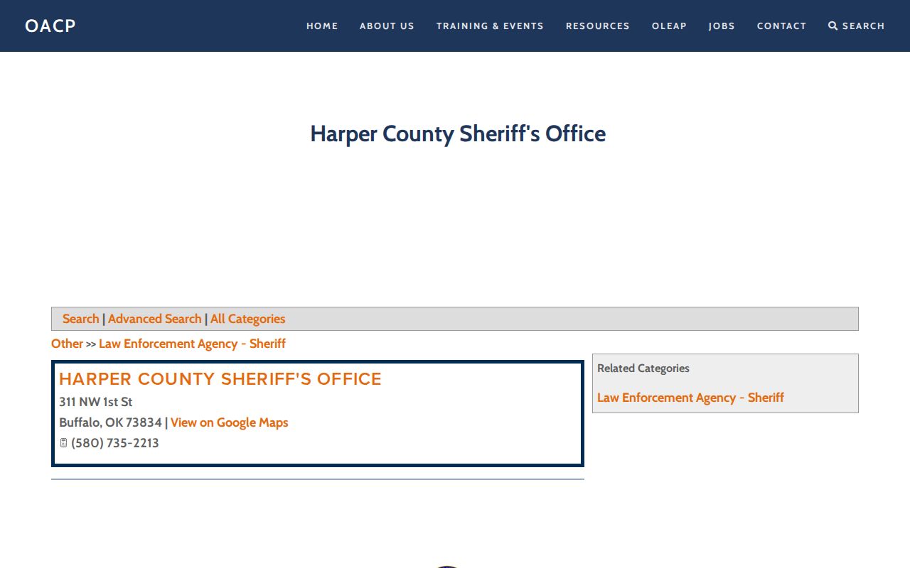 Official Harper County Jail release contact directory